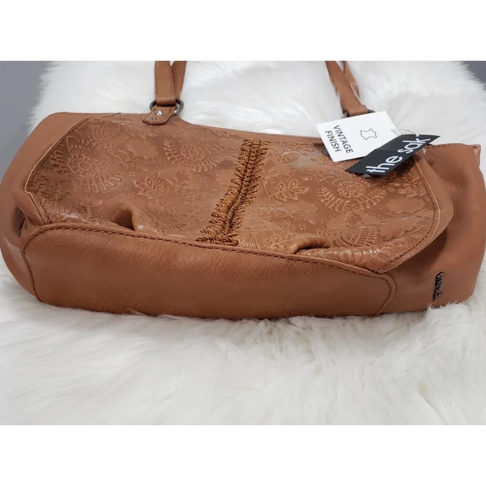 NEW The Sak Bolinas Leather Satchel Shoulder Bag Brown Vintage 109177 $249 purse
